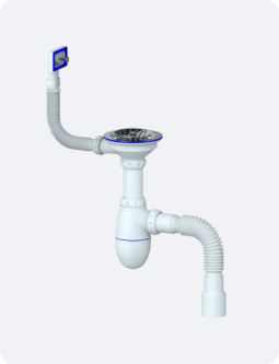 Сифон для мойки B425, Unicorn, с прямоугольным переливом